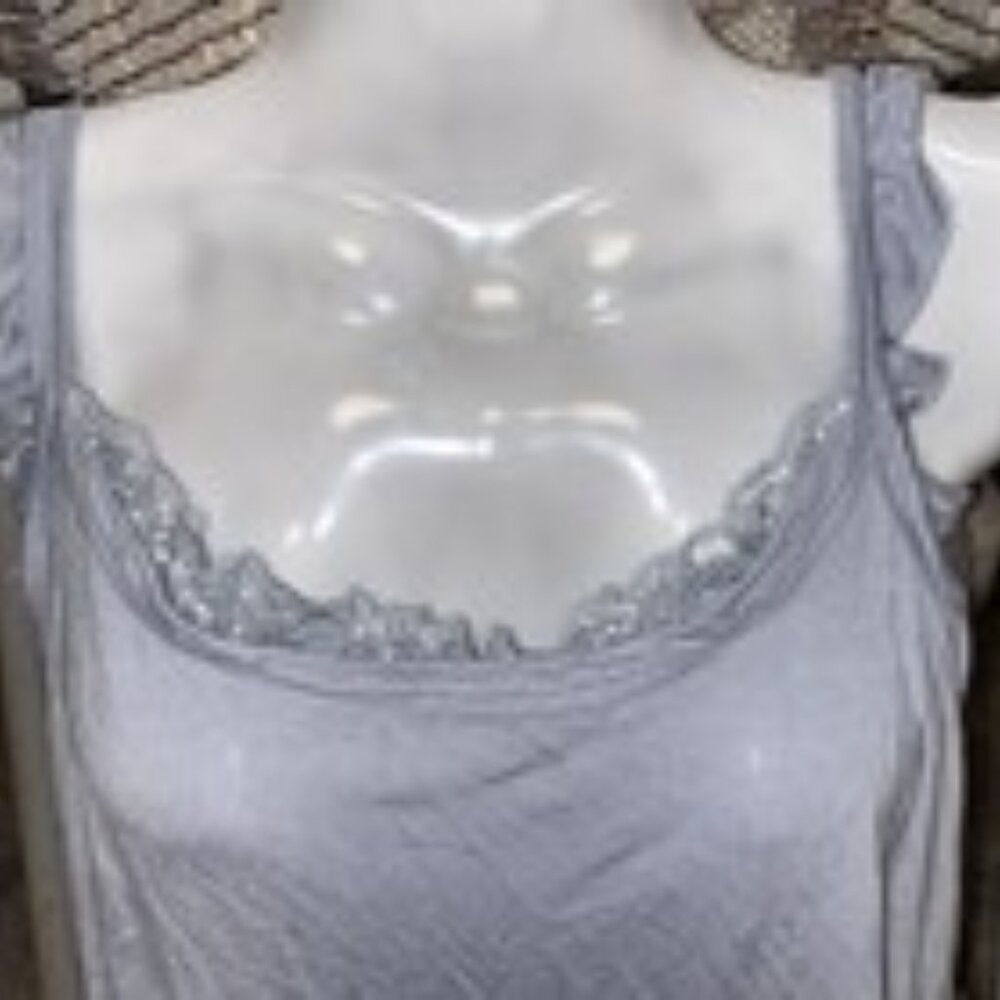 Buckle Daytrip Y2K Layered Ruffle Tank Light Gray Large Sleeveless Romantic